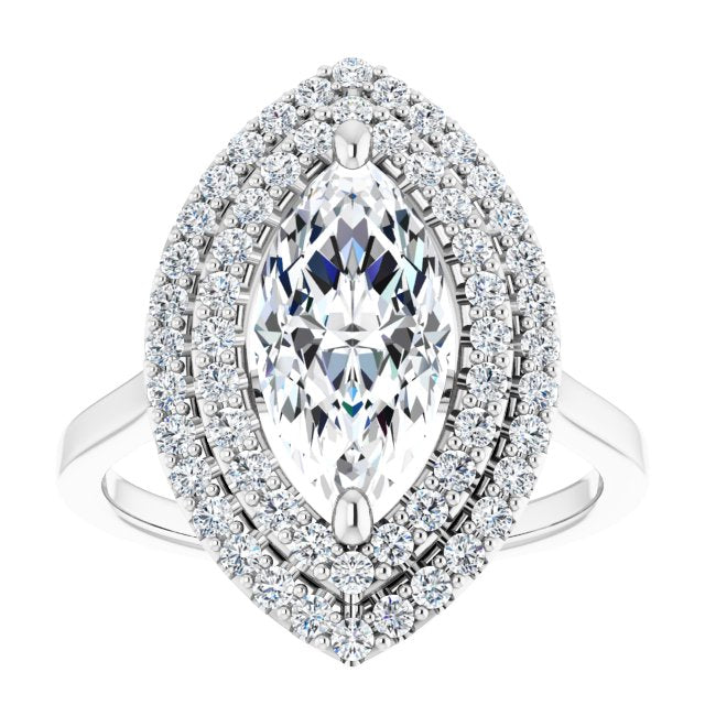 Cubic Zirconia Engagement Ring- The Giuliana (Customizable Cathedral-set Marquise Cut Design with Double Halo)