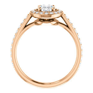 Cubic Zirconia Engagement Ring- The Margie Mae (Customizable Oval Cut Halo-Style with Pavé Band)