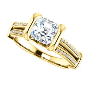Cubic Zirconia Engagement Ring- The Kinsley (Customizable Asscher Cut with Split Pavé Band & Peekaboo Accents)