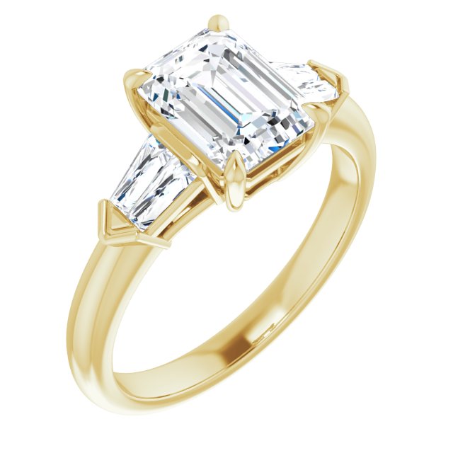 Cubic Zirconia Engagement Ring- The Fortunada (Customizable 5-stone Design with Radiant Cut Center and Quad Baguettes)