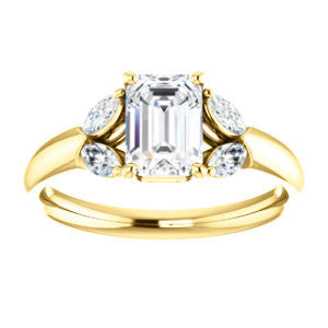 Cubic Zirconia Engagement Ring- The Leeanne (Customizable 5-stone Design with Emerald Cut Center and Marquise Accents)