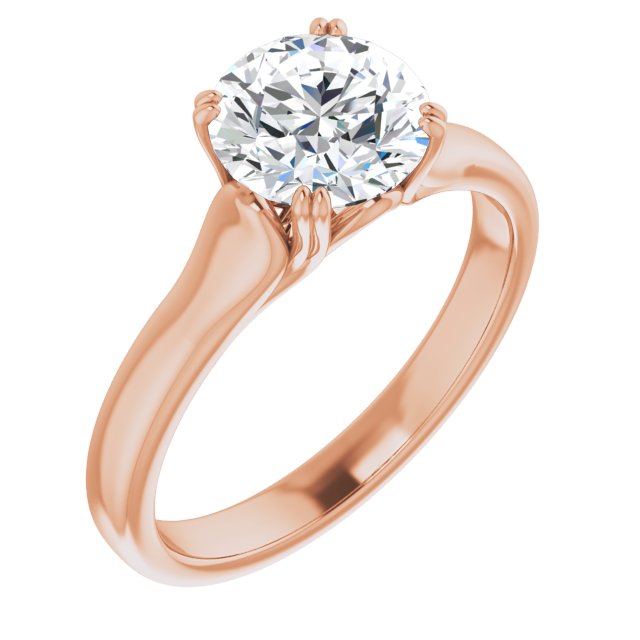 10K Rose Gold Customizable Round Cut Solitaire with Under-trellis Design