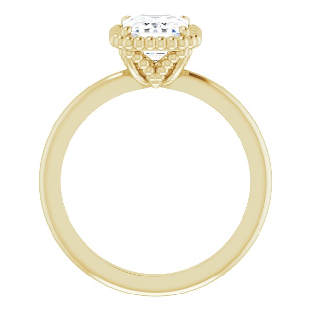 Cubic Zirconia Engagement Ring- The Jubilee (Customizable Radiant Cut Solitaire with Beaded Metallic Milgrain)