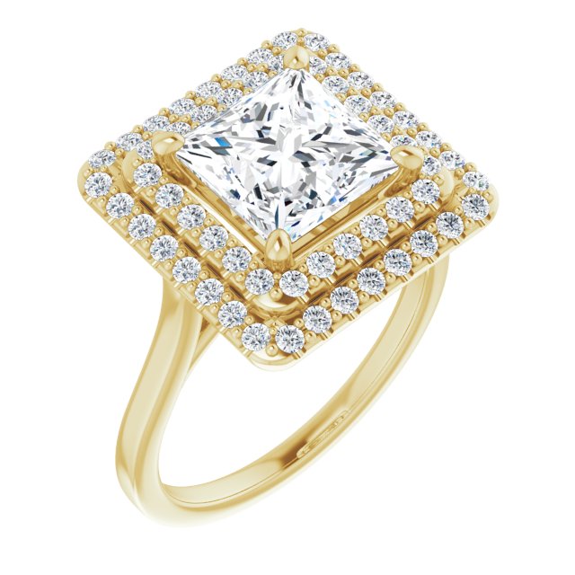 Cubic Zirconia Engagement Ring- The Giuliana (Customizable Cathedral-set Princess/Square Cut Design with Double Halo)
