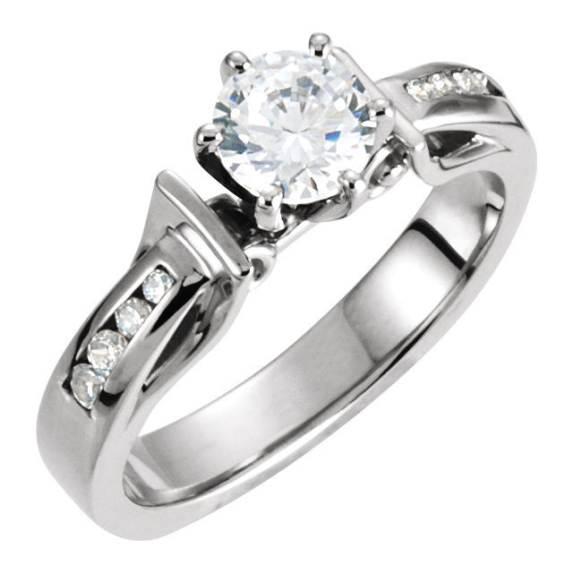 Cubic Zirconia Engagement Ring- The Laurel (Customizable 9-stone Round Channel)