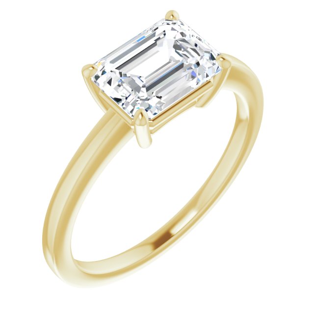 Cubic Zirconia Engagement Ring- The Avril (Customizable Bowl-Prongs Emerald Cut Solitaire with Thin Band)