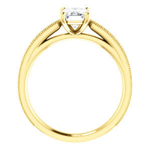 Cubic Zirconia Engagement Ring- The Brooklynn (Customizable Radiant Cut with Cathedral Setting and Milgrained Pavé Band)