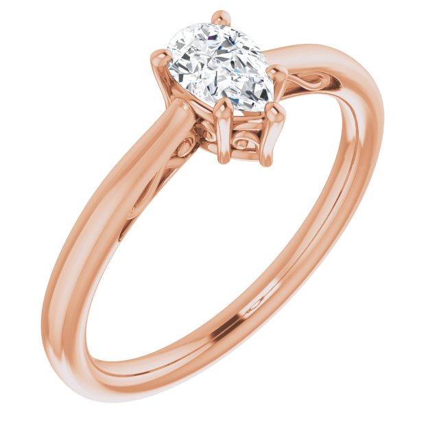10K Rose Gold Customizable Pear Cut Solitaire with 'Incomplete' Decorations