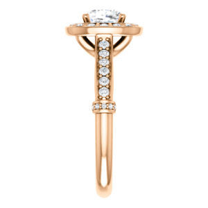 Cubic Zirconia Engagement Ring- The Susie Pat (Customizable Cathedral-set Cushion Cut with Halo, Pavé and Horizontal Band Accents)
