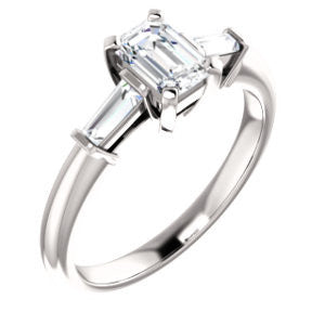 Cubic Zirconia Engagement Ring- The Monica (Customizable Radiant Cut Center with Dual Tapered Baguettes)