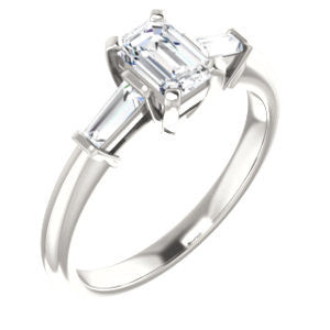 Cubic Zirconia Engagement Ring- The Monica (Customizable Radiant Cut Center with Dual Tapered Baguettes)