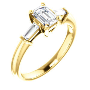 Cubic Zirconia Engagement Ring- The Monica (Customizable Radiant Cut Center with Dual Tapered Baguettes)