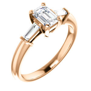 Cubic Zirconia Engagement Ring- The Monica (Customizable Radiant Cut Center with Dual Tapered Baguettes)