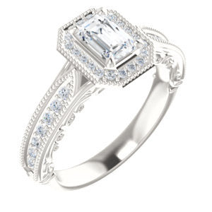 Cubic Zirconia Engagement Ring- The Zöe (Customizable Vintage Radiant Cut Greek Goddess Design)