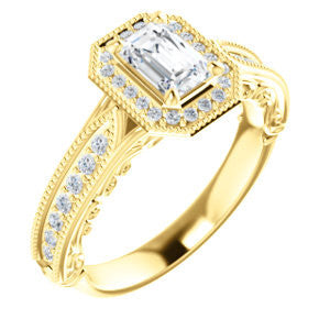 Cubic Zirconia Engagement Ring- The Zöe (Customizable Vintage Radiant Cut Greek Goddess Design)