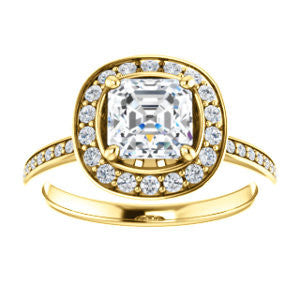 Cubic Zirconia Engagement Ring- The Nynaeve (Customizable Asscher Cut Style with Thin Pavé Band and Halo Accents)