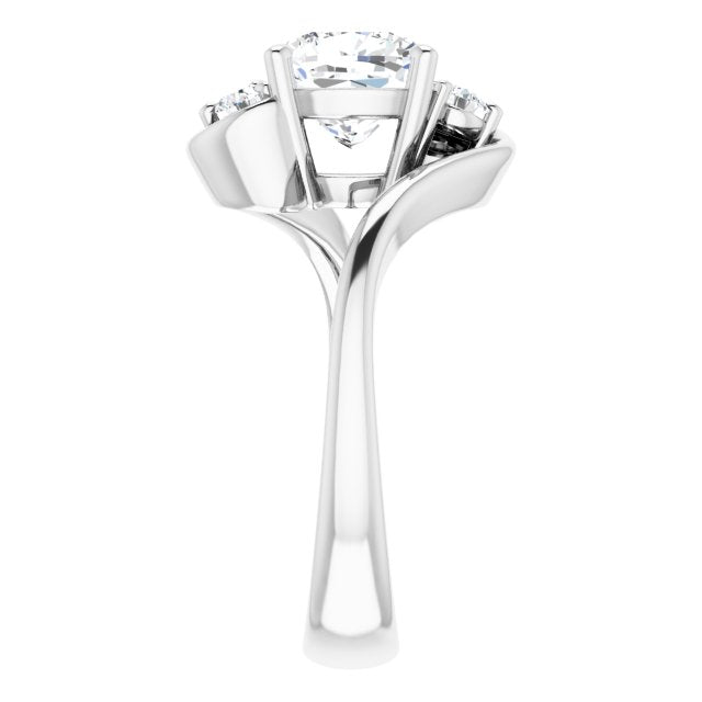 Cubic Zirconia Engagement Ring- The Clarice (Customizable 3-stone Cushion Cut Setting featuring Artisan Bypass)