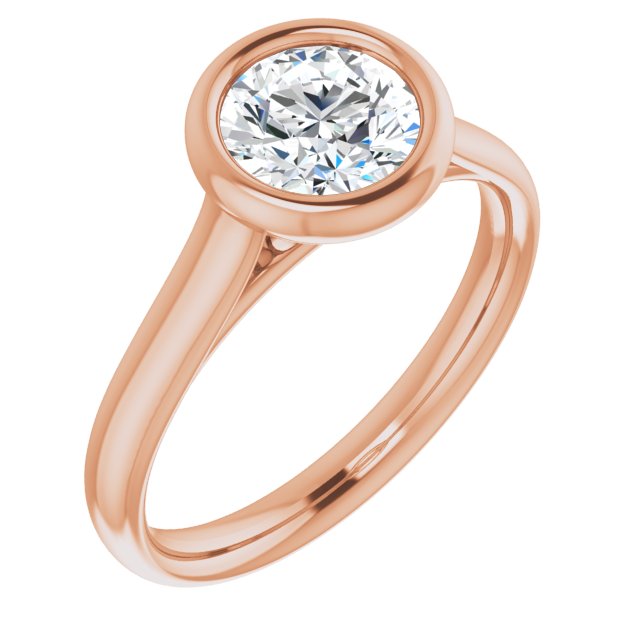 10K Rose Gold Customizable Cathedral-Bezel Round Cut Solitaire