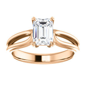 CZ Wedding Set, featuring The Piper engagement ring (Customizable Emerald Cut Solitaire with Flared Split-band)