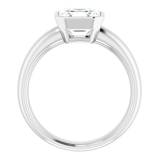 Cubic Zirconia Engagement Ring- The Jenny (Customizable Bezel-set Asscher Cut Solitaire with Wide Band)