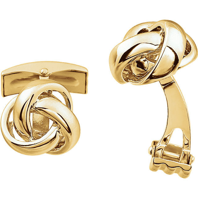 Men’s Cufflinks- 14K White or Yellow Gold Fat Knot Design