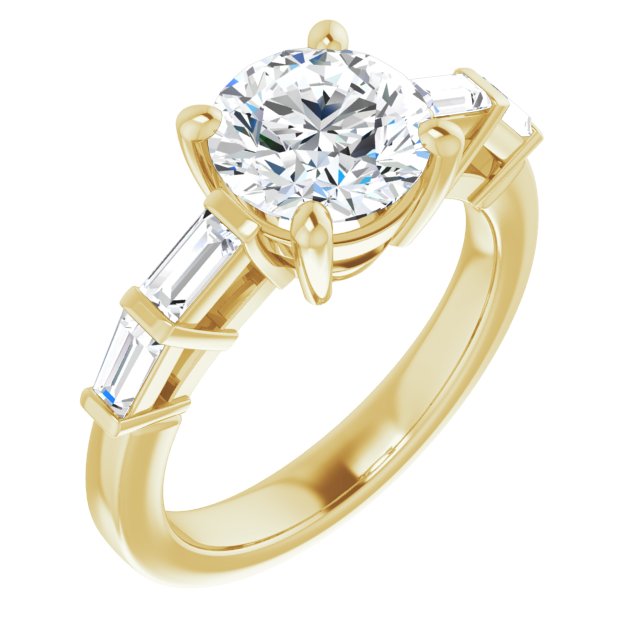 Cubic Zirconia Engagement Ring- The Bodhi (Customizable 9-stone Design with Round Cut Center and Round Bezel Accents)