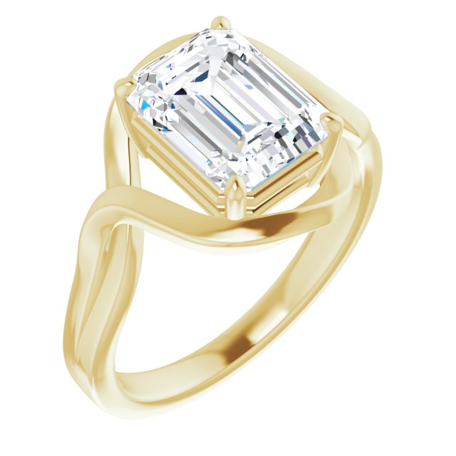 10K Yellow Gold Customizable Emerald/Radiant Cut Hurricane-inspired Bypass Solitaire