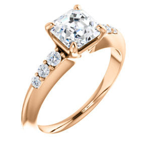 Cubic Zirconia Engagement Ring- The Karyn Nya (Customizable 7-stone Asscher Cut style with Tapered Band & Round Prong-set Accents)
