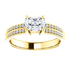 Cubic Zirconia Engagement Ring- The Lyla Ann (Customizable Oval Cut Design with Wide Double-Pavé Band)