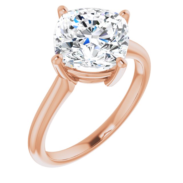 10K Rose Gold Customizable Cushion Cut Solitaire with Raised Prong Basket