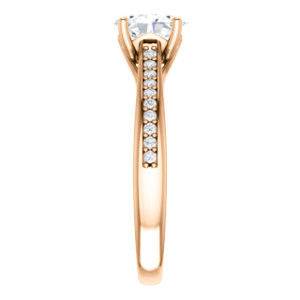 Cubic Zirconia Engagement Ring- The Luci Swan (Customizable Decorative-Pronged Oval Cut with Pavé Band)