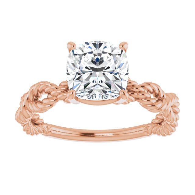 Cubic Zirconia Engagement Ring- The Jazzlyn (Customizable Cushion Cut Solitaire with Infinity-inspired Twisting-Rope Split Band)