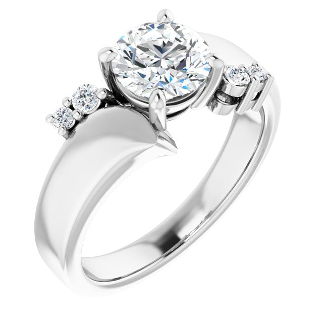 10K White Gold Customizable 5-stone Round Cut Style featuring Artisan Bypass