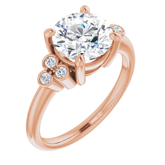 18K Rose Gold Customizable 7-stone Round Cut Center with Round-Bezel Side Stones