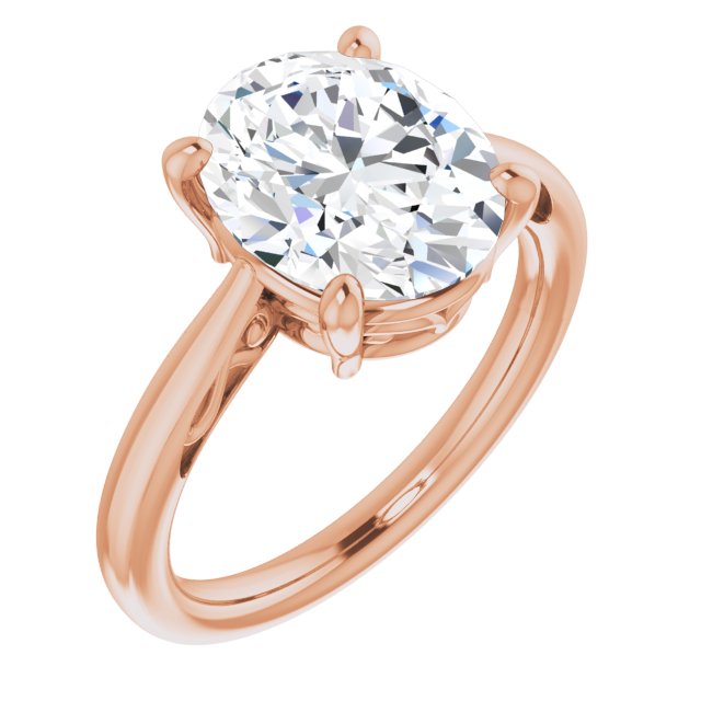 10K Rose Gold Customizable Oval Cut Solitaire with 'Incomplete' Decorations