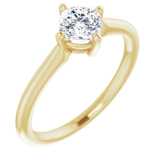 10K Yellow Gold Customizable Cushion Cut Solitaire with Raised Prong Basket