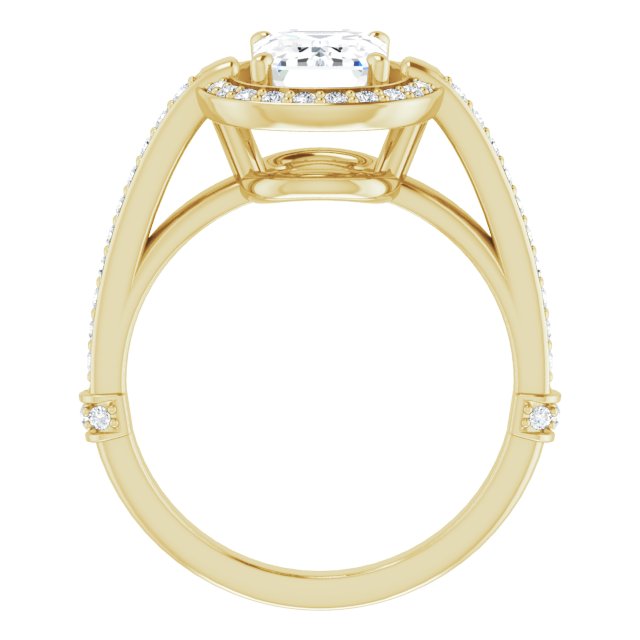 Cubic Zirconia Engagement Ring- The Ebba (Customizable High-Cathedral Radiant Cut Design with Halo and Shared Prong Band)