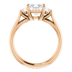 Cubic Zirconia Engagement Ring- The Libby Leigh (Customizable 3-stone Princess Cut Design with Flanking Round Accents and Wide Curve-Split Band)
