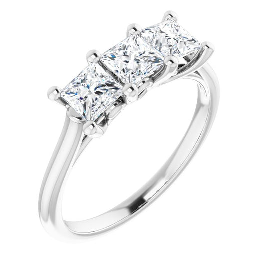 10K White Gold Customizable Triple Princess/Square Cut Design with Thin Band