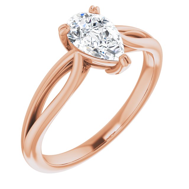 10K Rose Gold Customizable Pear Cut Solitaire with Wide-Split Band