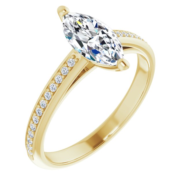 10K Yellow Gold Customizable Cathedral-set Marquise Cut Style with Shared Prong Band