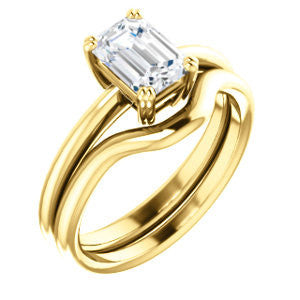 CZ Wedding Set, featuring The Venusia engagement ring (Customizable Emerald Cut Solitaire with Thin Band)