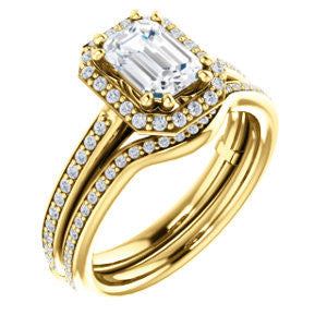 Cubic Zirconia Engagement Ring- The Jessika (Customizable Cathedral-set Radiant Cut Design with Halo and Thin Pavé Band)