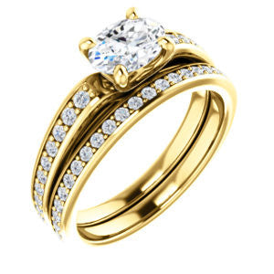 CZ Wedding Set, featuring The Sashalle engagement ring (Customizable Cathedral-Raised Oval Cut Design with Tapered Pavé Band)