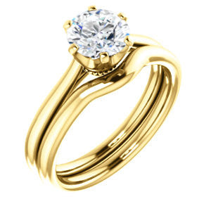 CZ Wedding Set, featuring The Julia engagement ring (Customizable Thin-Band Round Cut Solitaire)