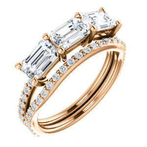 Cubic Zirconia Engagement Ring- The Mary Helen (Customizable Triple Radiant Cut Design with Ultra Thin Pavé Band)