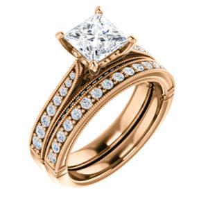 Cubic Zirconia Engagement Ring- The Claudia Jeanine (Customizable Princess Cut Three Sided Band)