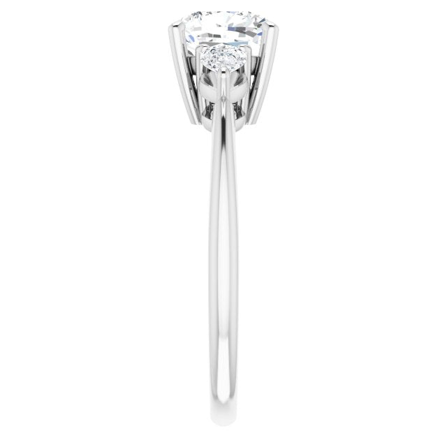 Cubic Zirconia Engagement Ring- The Zhata (Customizable 3-stone Cushion Style with Pear Accents)