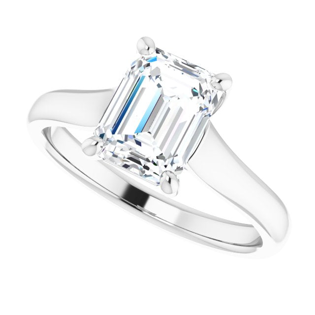 Cubic Zirconia Engagement Ring- The Jewel (Customizable Radiant Cut Cathedral-Prong Solitaire with Decorative X Trellis)