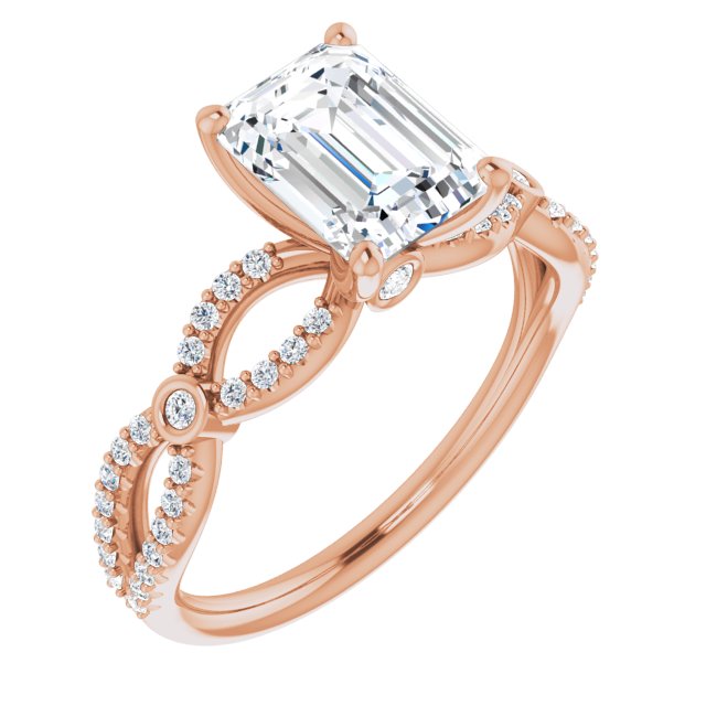 Cubic Zirconia Engagement Ring- The Aashi (Customizable Radiant Cut Design with Infinity-inspired Split Pavé Band and Bezel Peekaboo Accents)